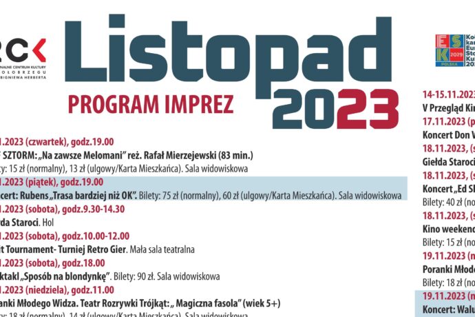 RCK program imprez – listopad