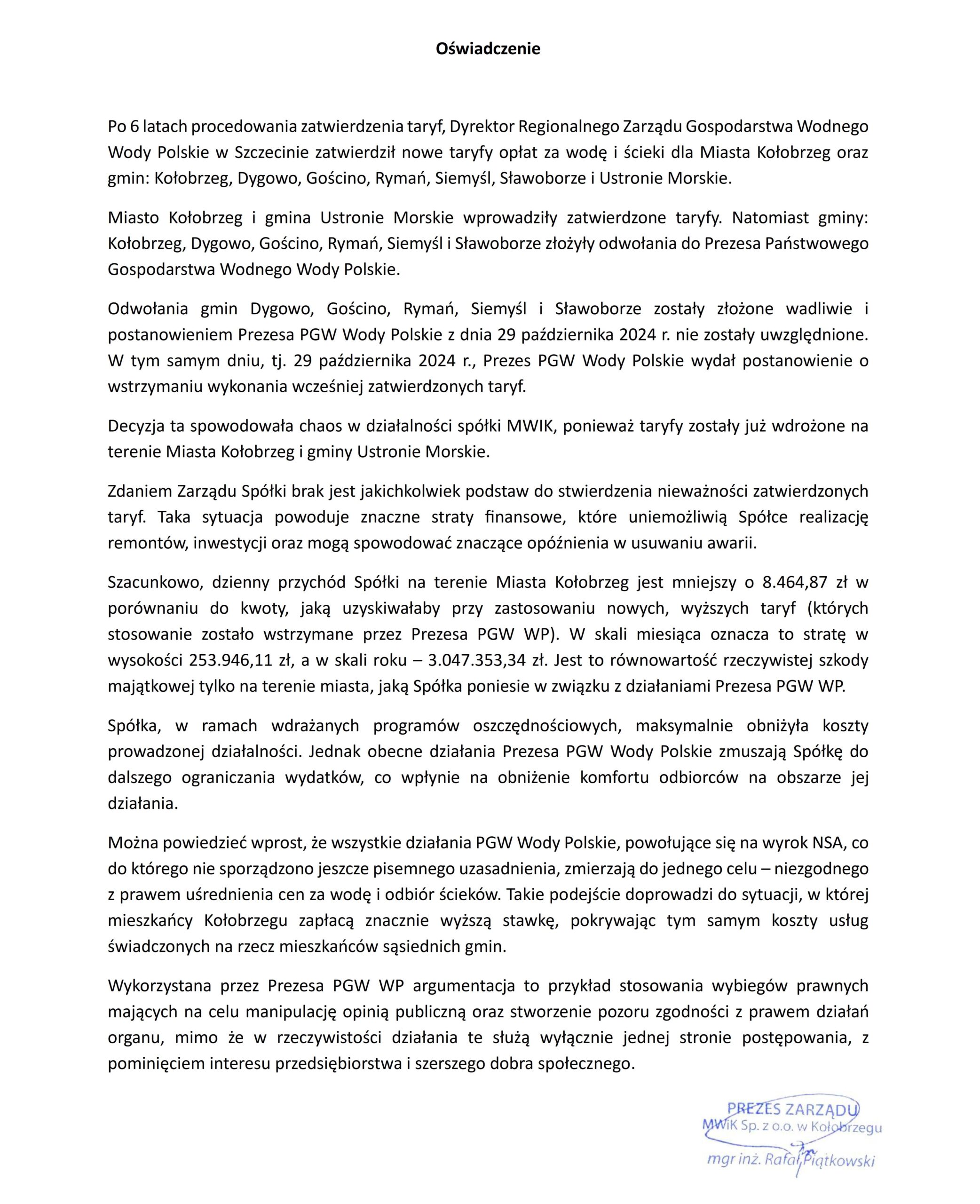 Oświadczenie wod