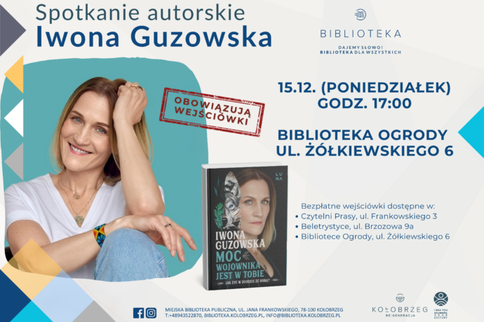 Ostatnie spotkanie w 2025 roku w Bibliotece Ogrody – gościem będzie Iwona Guzowska