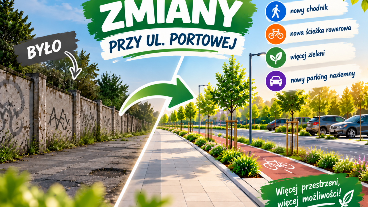 Więcej zieleni, nowa ścieżka rowerowa i parking. Zmiany na Portowej