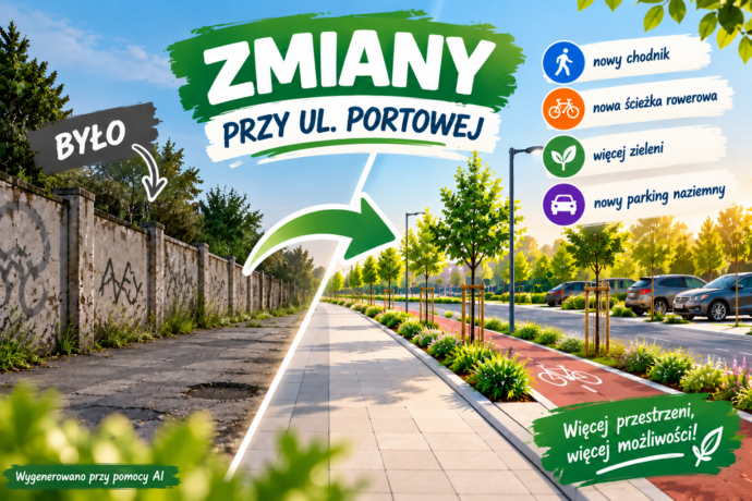 Więcej zieleni, nowa ścieżka rowerowa i parking. Zmiany na Portowej