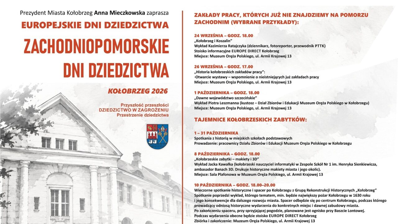 Kołobrzeg zaprasza na Dni Dziedzictwa. Wykłady, wystawa i historyczny spacer