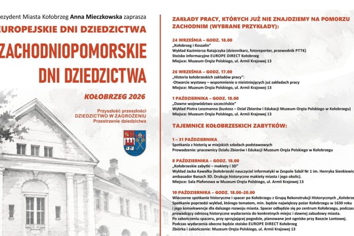 Kołobrzeg zaprasza na Dni Dziedzictwa. Wykłady, wystawa i historyczny spacer